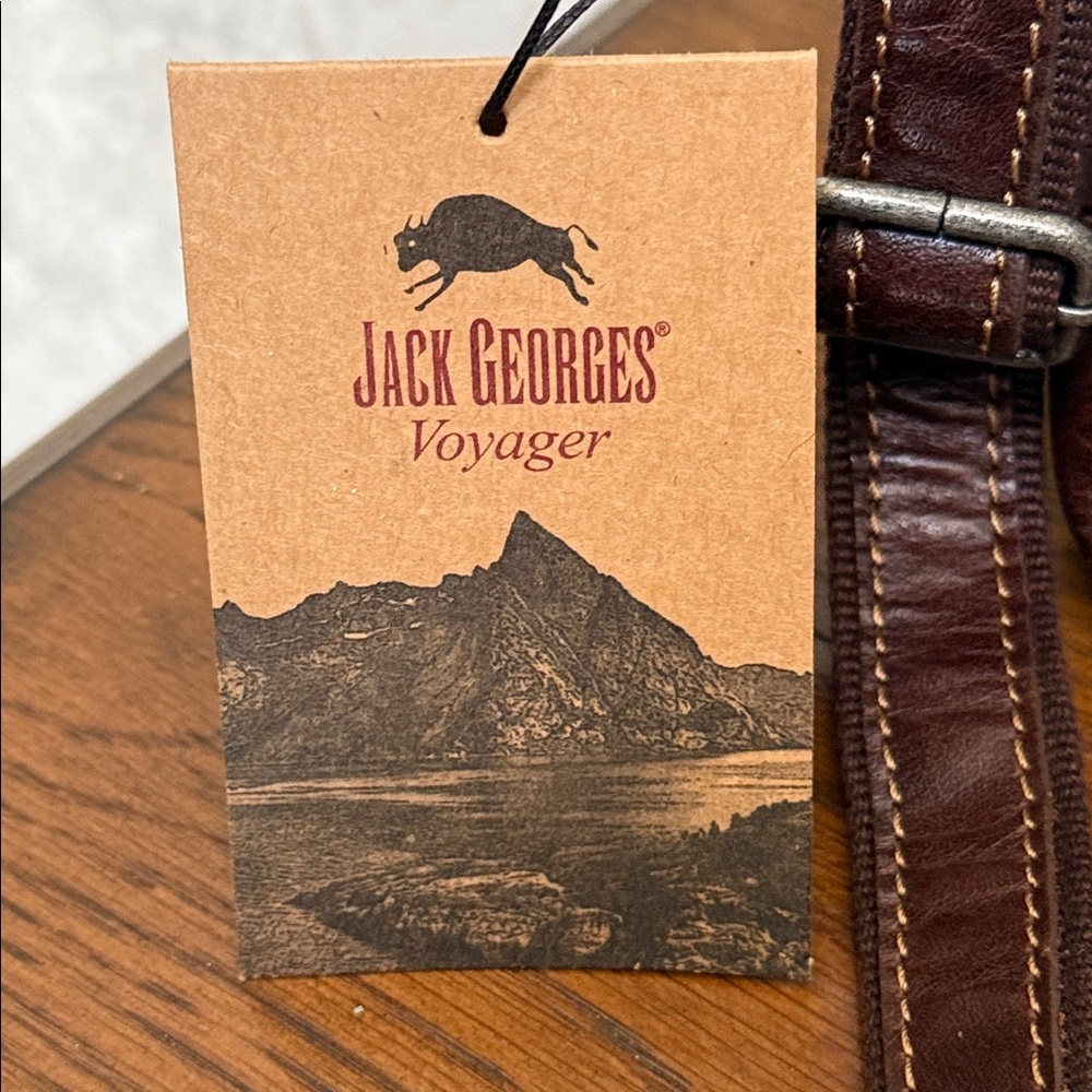 Men's/Unisex Jack George’s Brown Leather zippered Crossbody Bag w/Ft Zip Pocket. - Picture 3 of 15